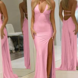 Elegant Pink Halter Maxi Dress